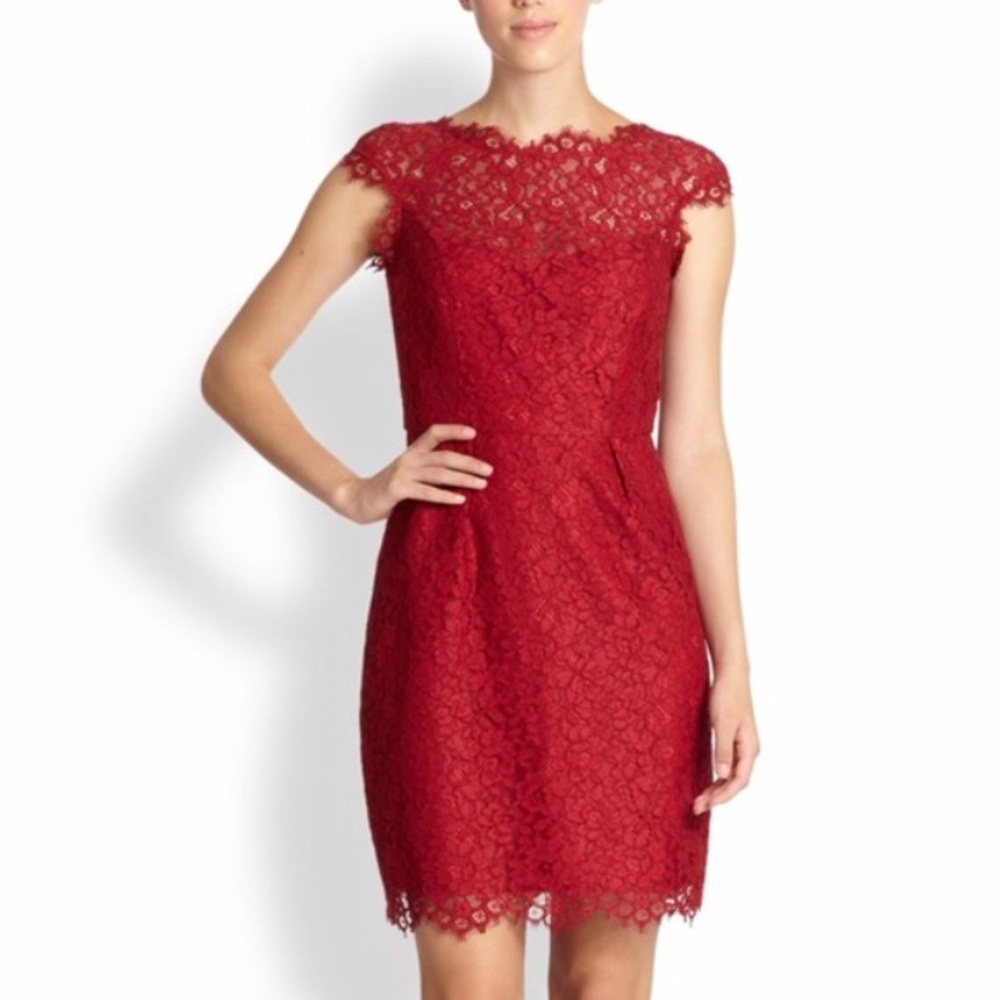 Shoshanna “Olivia” Red Lace Dress Size 8